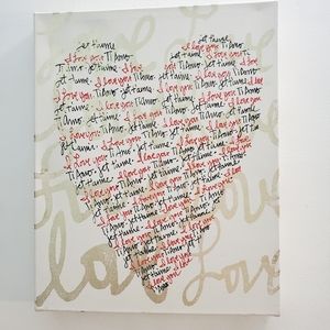 Canvas Wall Art Print Love Heart Jet Taime Ti Amo Parisian Home Decor 16×20